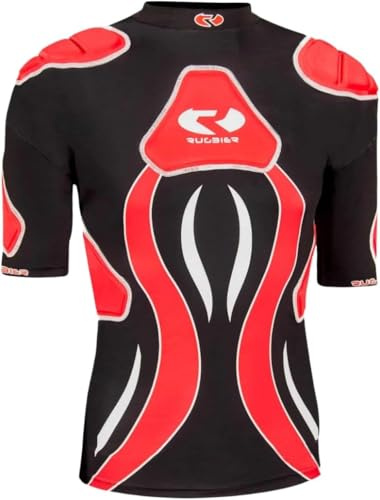 Rugbier Professionelle Rugby-Schulterpolster für Herren, Rugby Vulcano – gepolsterter Rugby-Schutz – Männerkategorien – Modell Vulcano Rot/Schwarz (XS)