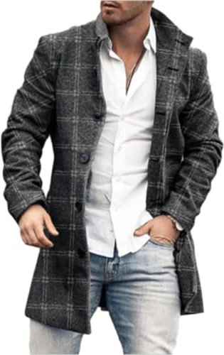 MEIMIYI Herren Coat Mantel All-Match Klassisch Gutaussehend Übergangsjacke Herren Lose Mode Trend Langarm Jacke Herren Vintage Business Slim Fit Outdoorjacke Herren LL-12 3XL