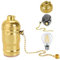 Gcroet Pobinet d'éclairage de la chaîne de tir, Douille de Lampe à Fil à vis avec chaîne de Traction, Porte-Lampe métallique Vintage pour Ampoules E26 E27, Or.
