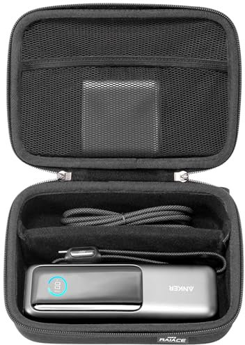 RAIACE Hard Travel Storage Case Compatible with Anker 25,000mAh Power Bank, with Mesh Pocket for Charging Base and Other Accessories. (for Sale is case only) - Black
