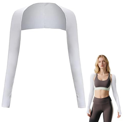 LQTSLFM Braccia Protezione Solare Donna Estiva, Raffreddamento Scialle Maniche Braccio con Foro Dito, Traspirante Seta di Ghiaccio Manicotti Braccia per Ciclismo, Corsa, Attività All'aperto (Bianco)