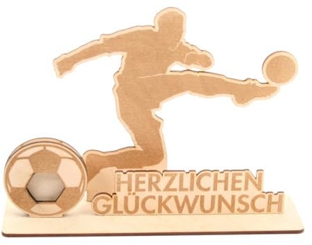 Kreative Feder 3D Geldgeschenk-Aufsteller Fußball für feierliche Anlässe - DIY Glückwunsch-Karte aus Holz für Geldscheine (Fußball)