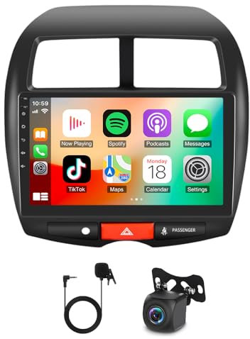 4+64G Autoradio 2 Din kompatibel mit Mitsubishi ASX 2010–2017 Wireless CarPlay Drahtlosem Android Auto Mirror Link, 10 Touchscreen-Radio Bluetooth Navi GPS FM/RDS/Lenkradsteuerung Rückfahrkamera