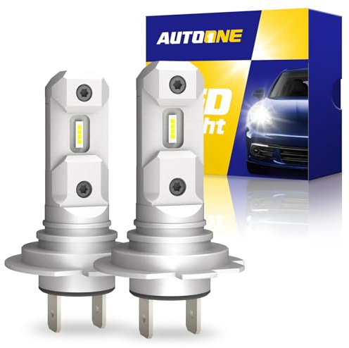 AUTOONE H7 Bulbs, 60000LM 6500K White Super Bright, Real Mini 1:1 Size