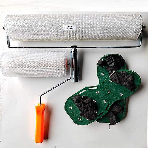 Self Leveling Cement Tool Kit for Epoxy Flooring - Concrete Paint Roller, Spike Shoes, Rake & Construction Tools for Easy Floor Painting