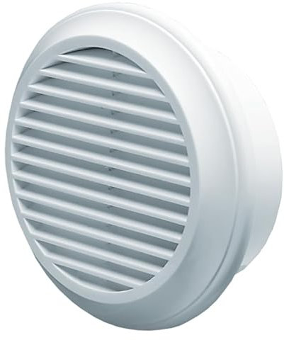 100mm White Circular Air Vent Grille – Fixed Blade Exterior Duct Cover – UV-Resistant Wall or Soffit Outlet for Home Ventilation, Cooker Hood, Toilet Fan, or HVAC Systems