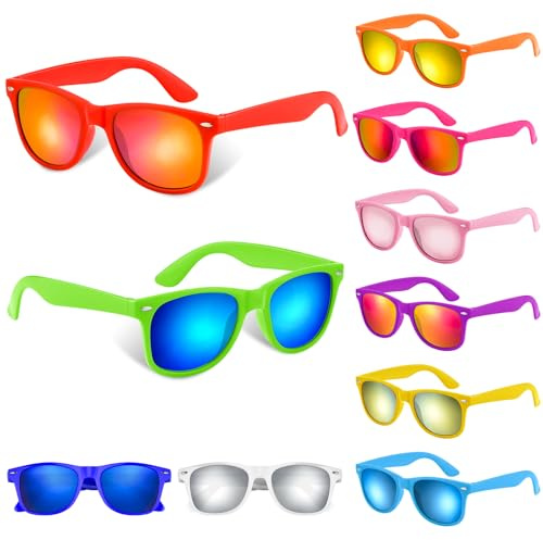 BOUBONI Kids Sunglasses Bulk Retro Party Favors for Wedding Beach Summer Pool Party Supplies Goodie Stuffers (10, Gradient Colors)