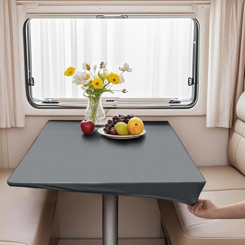 VFGFDJNDFX Spanntischdecke Rechteckig, PVC Outdoor Tischdecke Wetterfest Mit Gummizug, Abwischbare Vinyl Tischtuch Für Wohnmobil Picknick (Hellgrau,60 * 120cm(rechteckige))