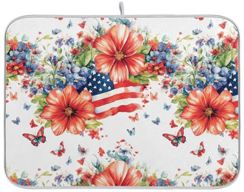 Geschirrmatte im Vintage-Stil, USA-Garten, Küchenmatte, Theke, Geschirrtrockner, matt, saugfähig, 45,7 x 61 cm