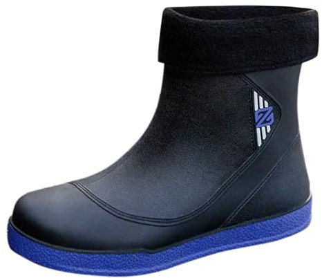 Stivali di gomma da uomo, imbottiti, impermeabili, da pioggia, da giardino, da lavoro, da lavoro, Blu, 44 EU
