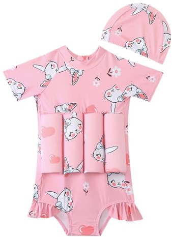 Maillot de Bain Flottant Enfant Garcon Fille, Combinaison Flottante Maillot de Bain Une Pièce avec Flotteurs Reglable pour sécurité Confiance Aide à la flottabilité Été Costume pour Natation Débutant
