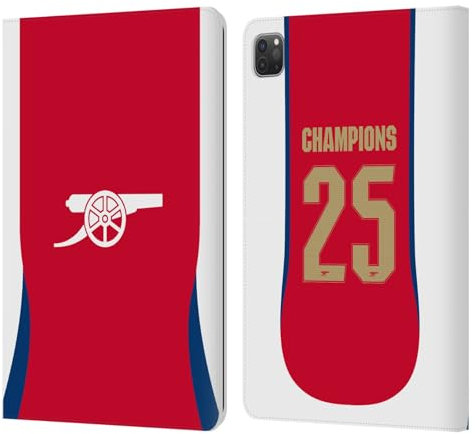 Head Case Designs sous Licence Officielle Arsenal FC Accueil Championnes Féminines 2025 Étui Portefeuille en Cuir Compatible avec Apple iPad Pro 11 2020/2021 / 2022
