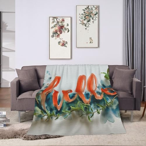 Coperta rossa Hello, coperta da letto, decorazione per la stanza, coperta in flanella per letto e divano, 40x30