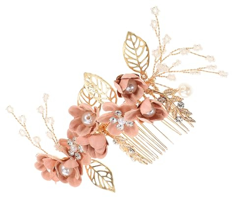 SOIMISS Eleganter Blumenhaarkamm für Frauen und Bräute mit Zartem Stoff und Metall Einfach zu Befestigen für Hochzeit und Besondere Anlässe