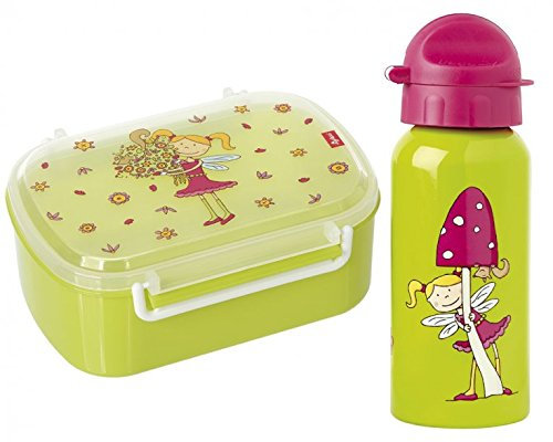 Sigikid Brotdose und Trinkflasche Florentine I inkl. Geschenkverpackung I Schulanfang I Kindergarten I Mädchen I Brotzeitbox mit Trennwand