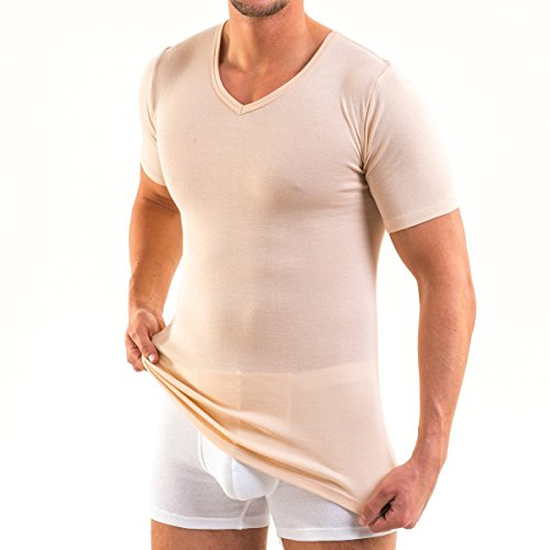 HERMKO 16488 Herren Kurzarm Business Unterhemd mit V-Ausschnitt aus Baumwolle/Modal