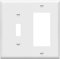 Enerlites 881131-W, combinación de placa de pared para interruptor de palanca, 2 bandas, blanco, tamaño estándar, policarbonato irrompible, placa frontal de repuesto para receptáculo