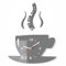 FLEXISTYLE Reloj de Pared con Taza Time for Coffee (Hora de café), diseño Moderno de Cocina, Color Gris, 3D Romano