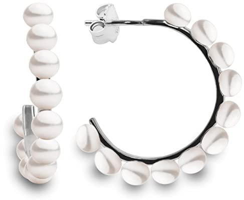 Perlenohrringe Creolen mit Weißen Süßwasser-Zuchtperlen Weiß -Secret & You - 4-5 mm Perlen - 925 Sterling Silber