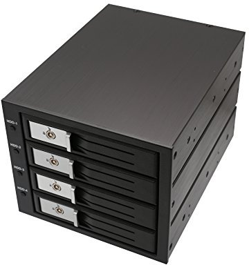 SYBA 4 Bay Mobile Rack Tray Less 3.5-Inch SATA SAS Hard Drive Internal Enclosure with Independent Power Control Switch and LED Indicator- Black