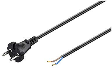 Goobay 58914 Universal Staubsauger Anschlusskabel; 10 m, Schwarz Konturenstecker (Typ C, CEE 7/17) auf lose Kabelenden