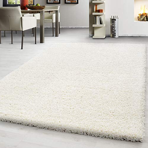 Teppium Moderner Hochflor Teppich Wohnzimmer 200x300 (200 x 290 cm) Creme - Shaggy Flauschiger Teppich, Extra Weich, Pflegeleicht und Einfarbig - für Schlafzimmer, Küche und Esszimmer