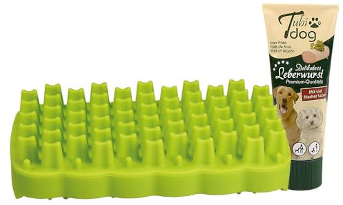 Tapis de collation + 1 saucisse de foie Tubidog Delikatess-La nouvelle idée de jeu et d'emploi pour chiens de petite à moyenne taille