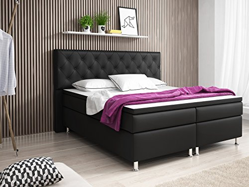 Inter Boxspringbett Turin 180x200 cm Kunstleder Schwarz