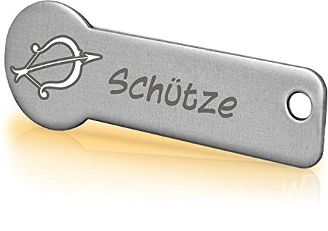 Einkaufswagenlöser ® Code24 Sternzeichen Schütze/Schlüsselanhänger Einkaufschip mit Schlüsselfundservice/Abziehbarer Einkaufswagenchip Metall, Chip Einkaufswagen, Key Finder / 1 Stück