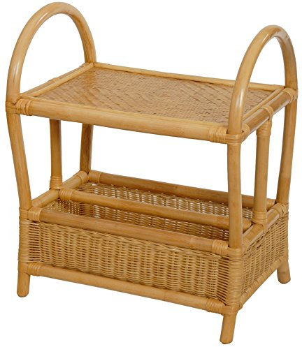 Korb-Outlet Exklusiver Zeitungsständer mit Ablage/Magazinsammler aus Natur-Rattan (Honig)