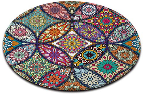 LB Moderno Antiscivolo Lavabile in lavatrice Tappeto rotondo Soggiorno Camera da letto Bagno Cucina Morbido Tappeto Tappeto Oggettistica per la casa,60x60 CM
