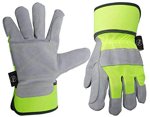 Leder-Arbeitshandschuhe, perfekt für LKW-Fahrten/Hofarbeit/Gartenarbeit/Bau/Lager/Motorrad/schwere Arbeiten, für Männer und Frauen, Größen M/L/XL, grün
