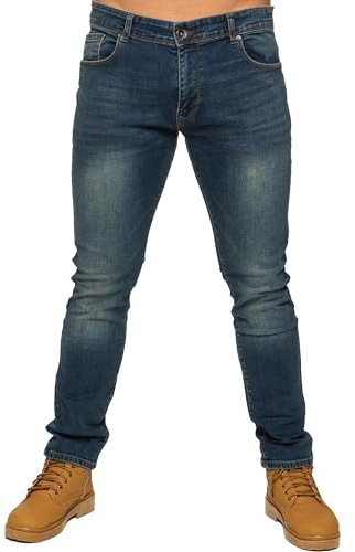 Kruze Designer Mens Skinny Fit Jeans Stretch Slim Denim Pants All Waist Leg Size