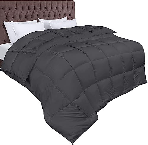 Utopia Bedding Bettdecke 155 x 220 cm, Ganzjahresdecke 370 GSM Füllung, atmungsaktive Schlafdecke, Steppdecke, Super Weiche Kuschelige (Grau)