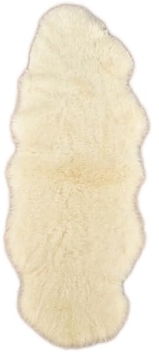 generisch ÖKO Island LAMMFELL Teppich DOPPELFELL BETTVORLEGER Creme Weiss CA. 180 x 60 cm Fell Teppich KURZWOLLIG AUS 2 ÖKO Island LAMMFELLEN