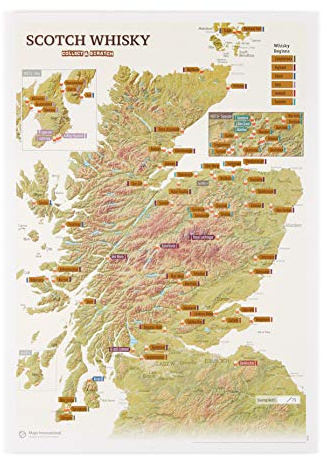 Maps International Whisky Distilleries Collect and Scratch Print – Poster für Scotch-Liebhaber – 30 x 41 cm (B x H)