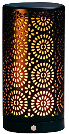 LED Flammen Lampe mit Timer Tischleuchte USB warmweiß Fackel Feuer Effekt Licht (Schwarz)