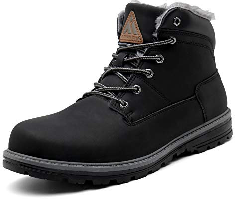 PASTAZA Warme Winterschuhe Herren Damen Winterstiefel Outdoor Winterboots Gefüttert Schneestiefel Dunkles Schwarz 47