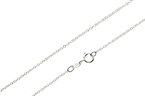 SilverAmber Jewellery UK - 925 Sterling Silver 14 Inch Delicate Italian Cable Trace - 1.15 mm Thin Chain Necklace - GCH00814