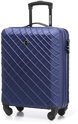 WITTCHEN Reisekoffer Handgepäck Kabinengepäck Rollkoffer Hartschale aus ABS mit 4 Spiner Rollen Zahlenschloss Teleskopgriff Classic line Größe M Dunkelblau