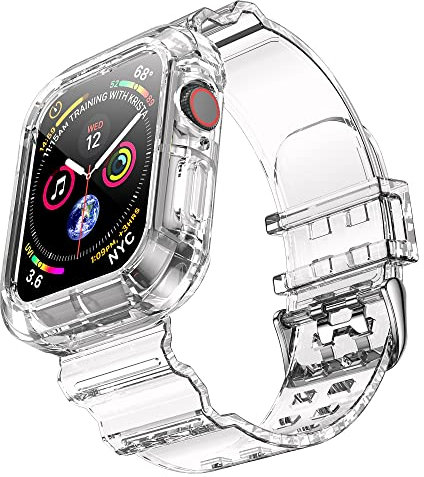 NotoCity Correa Compatible con Apple Watch SE, para Apple Watch Serie 8/7/6/5/4/3/2/1 42mm 44mm 45mm Correa de Repuesto con Funda, Creativa,Transparente (Blanco)