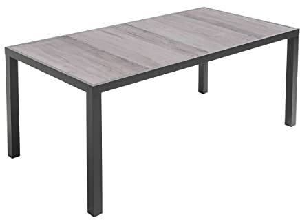 Tivoli Gartentisch, 8 Plätze, Tischplatte aus Keramik, Holzoptik, Grau