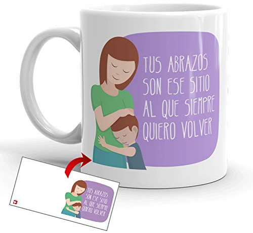Kembilove Taza Desayuno para Madres – Tazas Originales Graciosas con Mensaje Tus abrazos son ese sitio al que siempre quiero volver – Taza de Café y Té para Madres para regalar el día de la madre