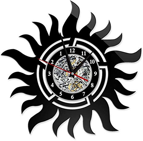 ELD 30cm 12 Vinyl Schallplatte Wanduhr Supernatural Evil Style Uhren für Wohnzimmer Silent Vintage CD Hängende Uhr Mode Moderne Slient Music Art Schallplatte Wanduhren