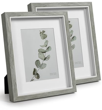Afuly 8x10 Photo Frame Picture Frame With Mount Grey Photo Frames Multi Picture Frames For Wall Modern Certificate Frame Landscape Weeding Engagement Family Best Friend Gift Set of 2