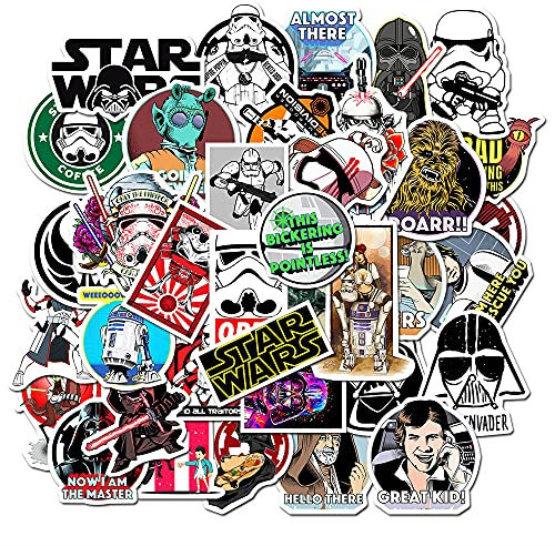 Star Wars Stickers for Laptop & Water Bottle (50 PCS), Gift for Kids & Adults, Waterproof Vinyl Stickers for Dairy, Scrapbook, Skateboard