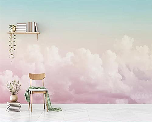 MUMUWUSG Fototapete 3D Effekt Rosa Himmel Wolken Landschaft Fototapeten Vlies Tapeten Wandtapete Vliestapete Wandbild Wand Schlafzimmer Wohnzimmer Büro Küche 250X200Cm