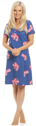 Camille Womens Smooth Soft Cotton Summer Nightshirts 10-12 Navy Orchid