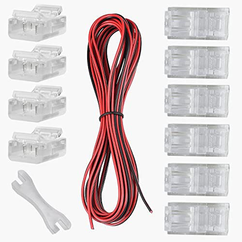 GTIWUNG 5m Cable Extensión Tira LED Cable de Conexión DC 12V Cinta LED 2 Pin Cable Conector Banda LED Separable Extensio, 8mm Conectores de Tira de Luz LED de conexión rápida sin pelar el cable