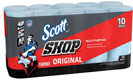 Scott Shop Towels, Blue, 55 Count x 10 Rolls